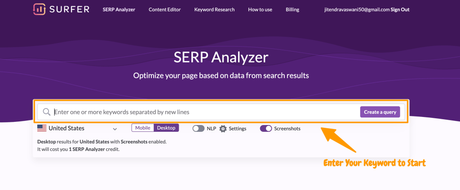 Surfer-SEO-enter-your-keywords-to-get-start