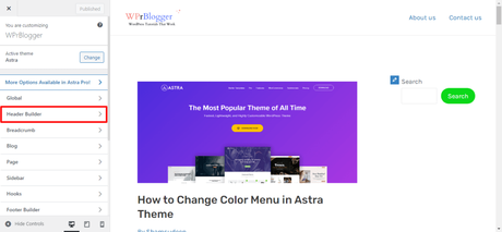How to Change Color Menu in Astra Theme