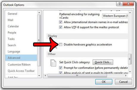 How to disable hardware graphics acceleration in Outlook 2013