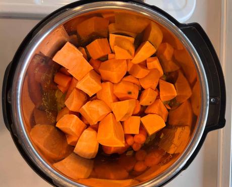 sweet potatoes in an instant pot for vegan sweet potato soup