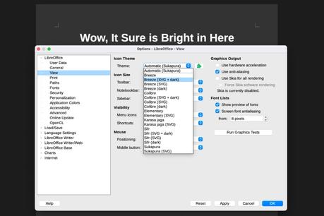 How to get dark mode with LibreOffice