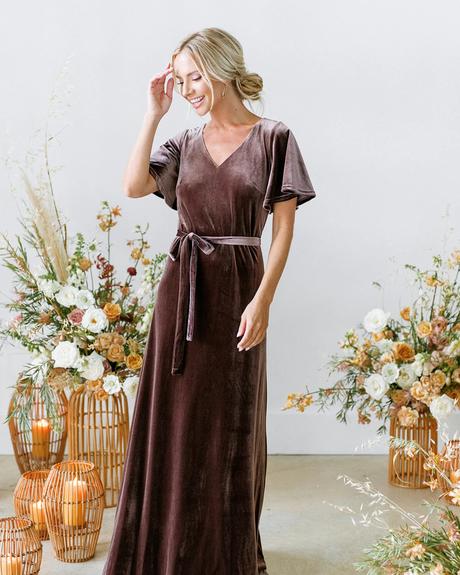 velvet bridesmaid dresses long