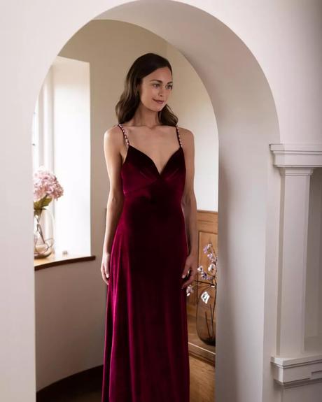 velvet bridesmaid dresses burgundy