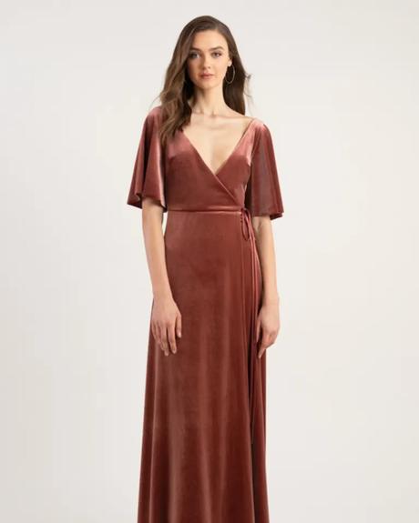 velvet bridesmaid dresses rust