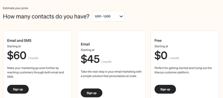 klaviyo pricing