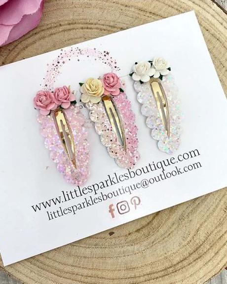 flower girls hair accessories glitter and flower pin