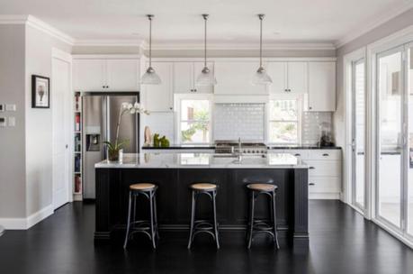 white kitchen with black appliances images