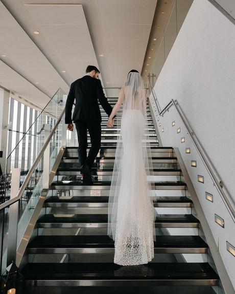 best wedding venues in new england bride and groom on the stairs