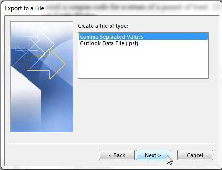 How to export Outlook 2013 contacts to Excel