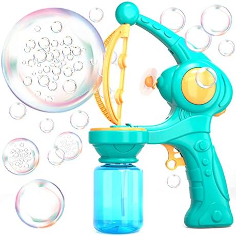 2 PCS Bubble Gun with 2 Pack Bubble Liquid, Bubble Machine for Toddlers  with 360-Degree Leak-Proof Design, Ergonomic Grip, Automatic Bubble Guns  for