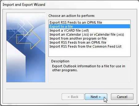 How to export emails to flash drive in Outlook 2013