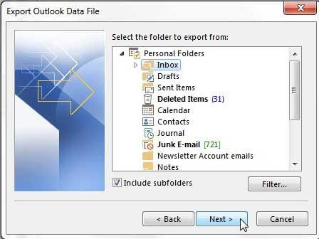 How to export emails to flash drive in Outlook 2013