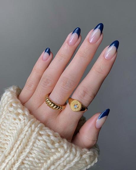 blue wedding nails dark french tips amberjhnails