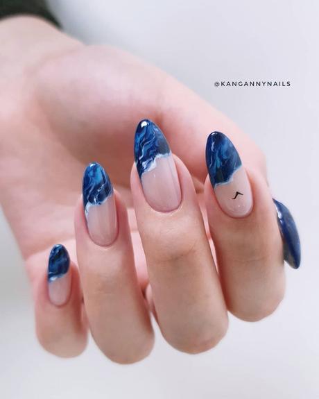 blue wedding nails dusty beach designs kangannynails