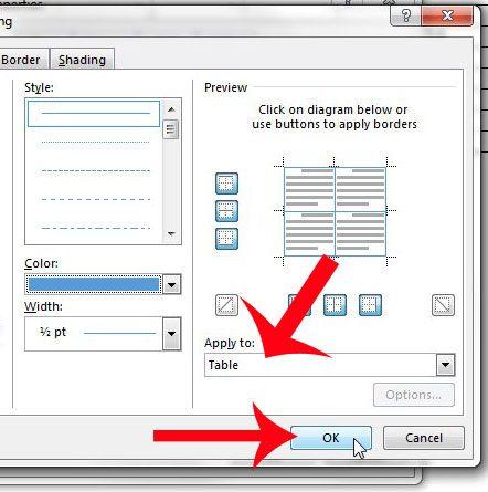 How to change table color in Word 2013