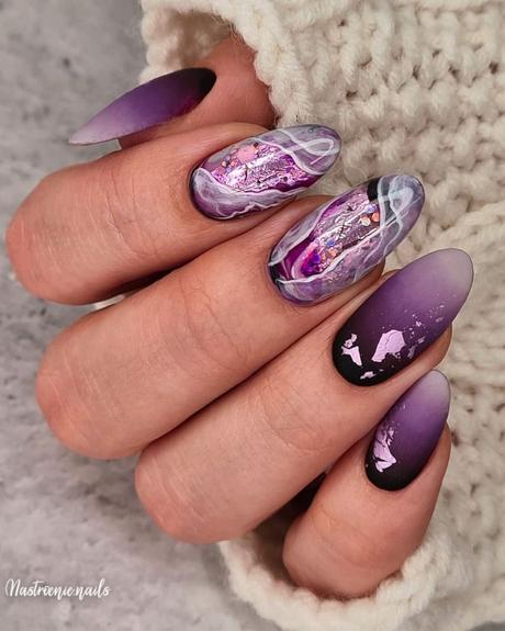 purple wedding nails marble and ombre nastroenie.nails