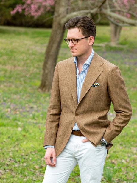 how to wear tweed suit jacket during summer