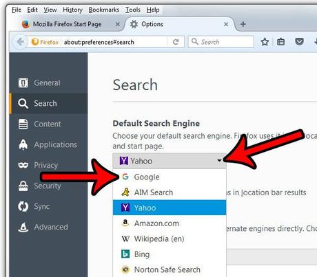 How to make Google the default search engine in Firefox