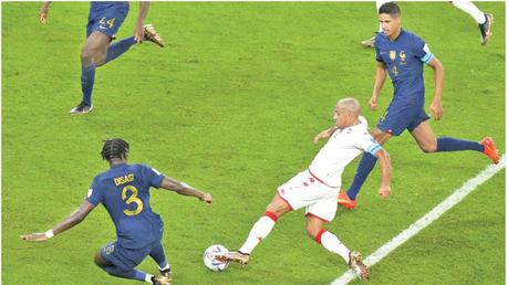 Action from the match between France and Tunisia  