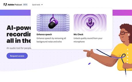 Adobe Podcasts offer enhanced voice, microphone check tools to help users create professional studio recordings