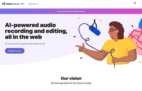 Adobe Podcasts offer enhanced voice, microphone check tools to help users create professional studio recordings