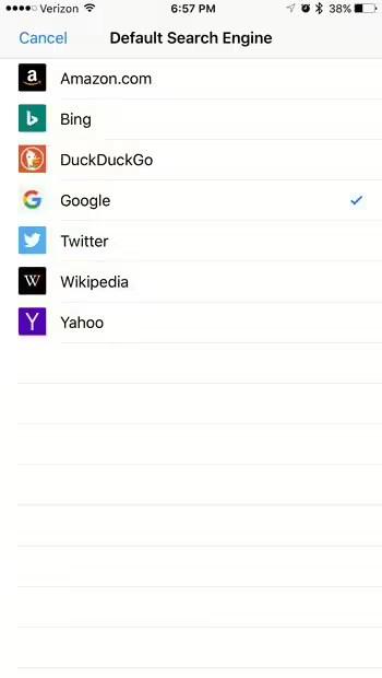 How to change the default search engine in the Firefox browser for iPhone