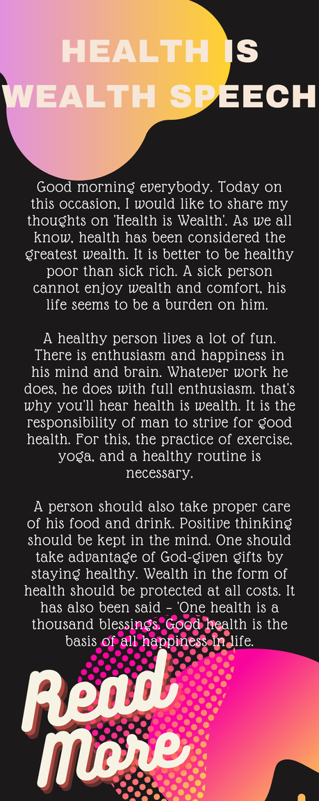 health is wealth speech for class 3 health is wealth speech for class 3