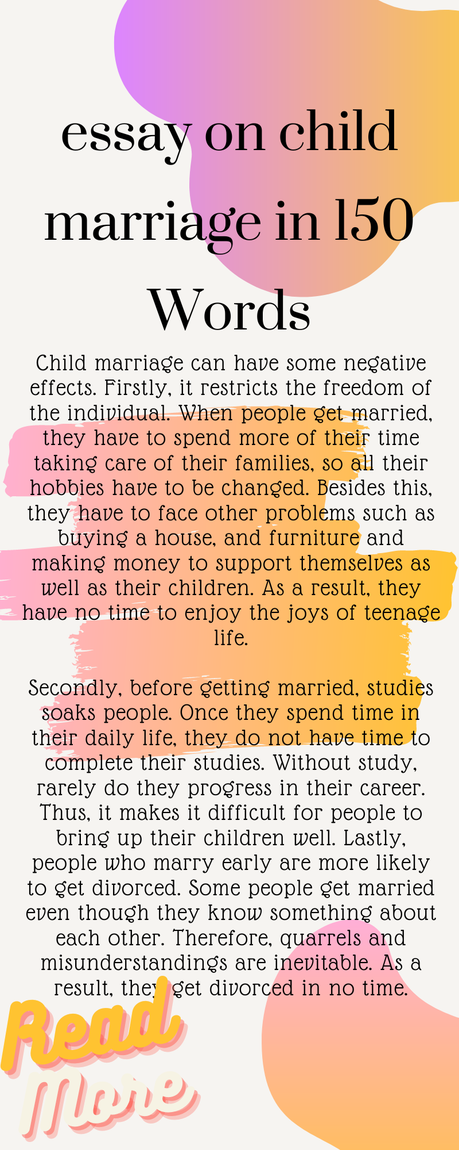 essay on child marriage in 150 words