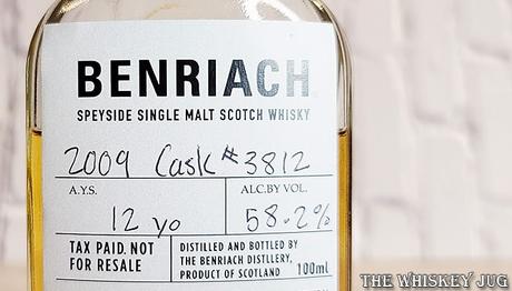 BenRiach 12 Years - 2009 Cask 3812 Label