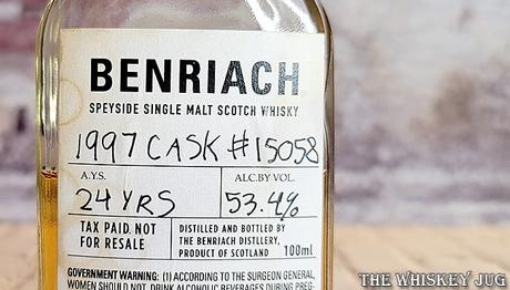 Benriach 24 Years - 1997 Cask 15058 Label