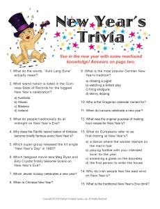 New Year's Trivia Game