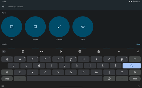 Every Google app with an Android tablet UI [U: Keep, Docs]