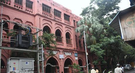 the iconic Red Building of Hindu High School, Triplicane