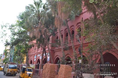 the iconic Red Building of Hindu High School, Triplicane