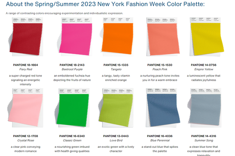 Pantone Spring Summer 2023 New York Fashion Colours