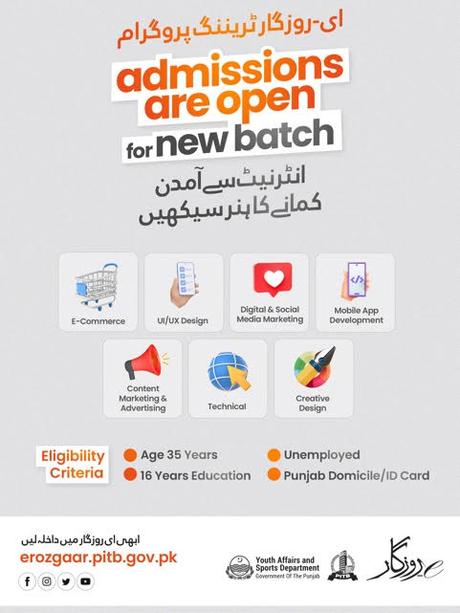 e-Rozgaar Training Program Admissions Open