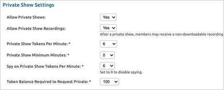 As a model on Chaturbate you can allow Private Shows, Spy Shows and Recordings in Private Show Settings