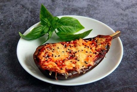 rice-stuffed eggplant Parmesan