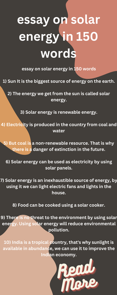 essay on solar energy in 150 words