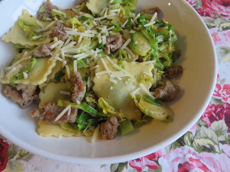 Ravioli with Sausage & Brussels Sprouts