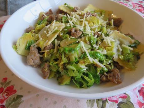 Ravioli with Sausage & Brussels Sprouts