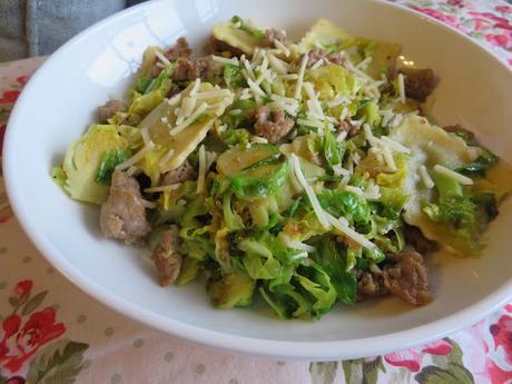 Ravioli with Sausage & Brussels Sprouts