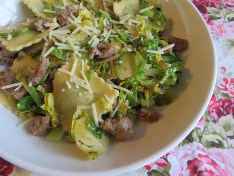 Ravioli with Sausage & Brussels Sprouts