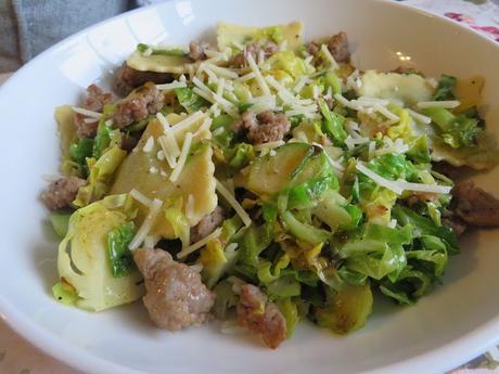 Ravioli with Sausage & Brussels Sprouts