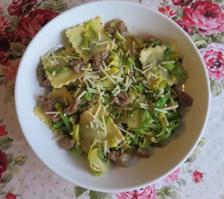 Ravioli with Sausage & Brussels Sprouts