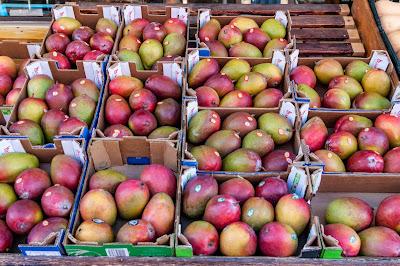 Fruit on display outdoors in Hoboken