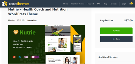 Nutrie Theme- Food And Nutrition WordPress Themes