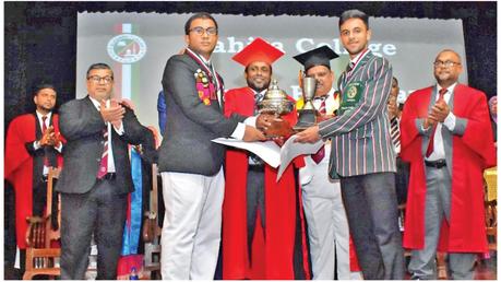 Best All Rounders 2020 Jazeel Ahamed and 2021 Atheeq ur Rahman receiving  their awards from chief guest Dr. Darshana Samaraweera. Picture by Ruzaik Farook. 