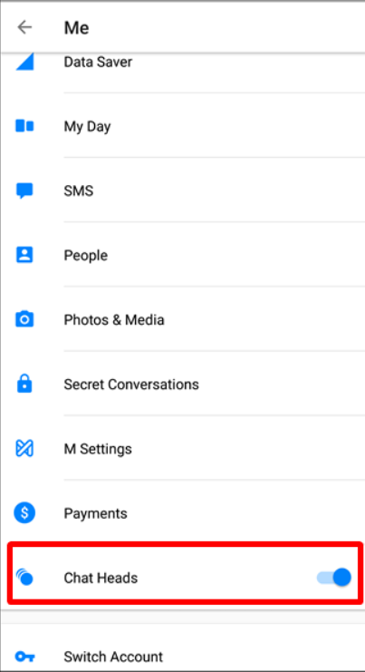 chat head setting - turn off chat heads chat head setting - turn off chat heads