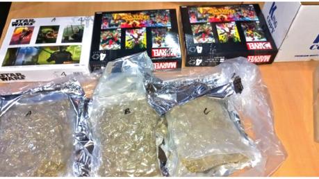 The narcotic ‘Kush’, carefully packed inside toy boxes. 